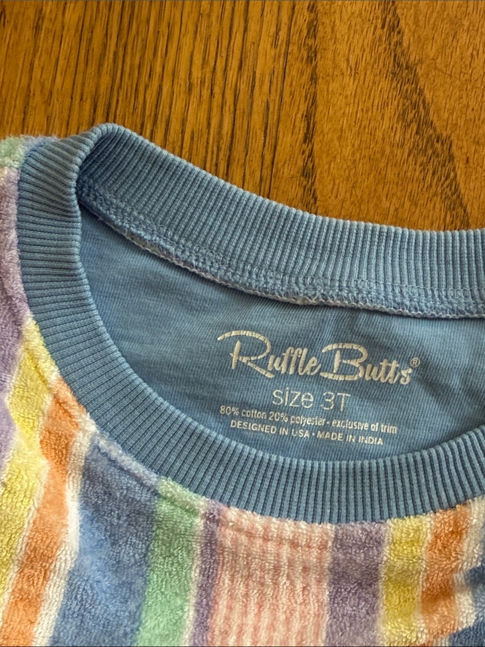 Ruffle Butts Pastel Striped Ruffle Terrycloth Dress Multicolor EUC - Picture 2 of 3